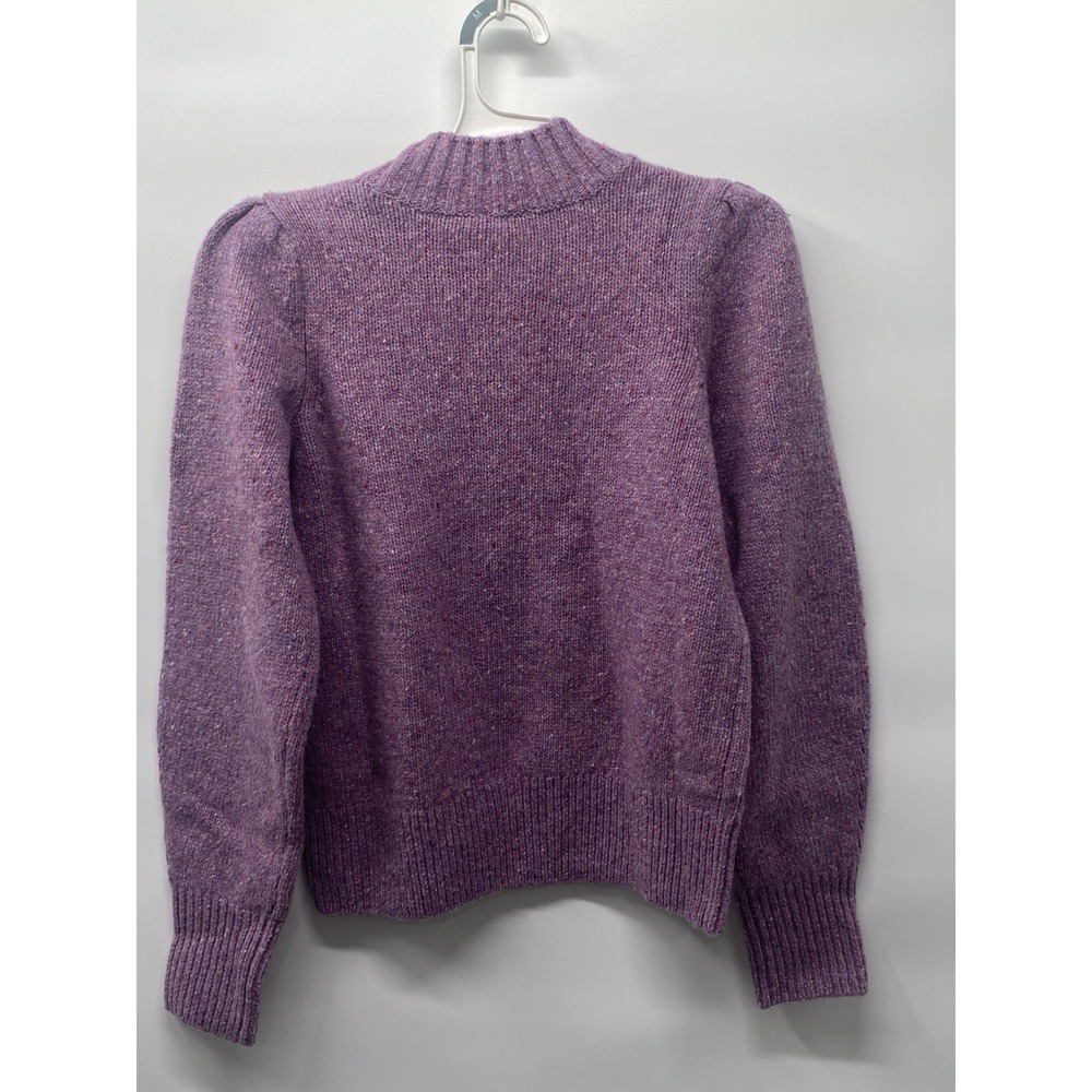 Faherty Women's Boone Merino Wool‎ & Alpaca Blend Sweater Purple Puff Sleeve XS - Picture 3 of 6